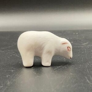 Vintage White Ceramic Polar Bear Figurine 1.5" Scandi Minimalist Animal Decor